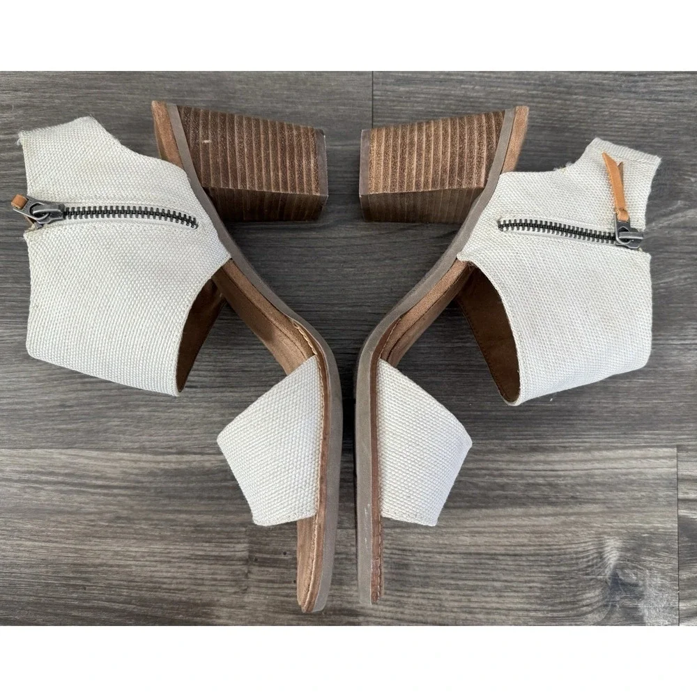 Toms Sandal Womens 11 Natural Majorca Cut Out Block Heels Old Money Clean Girl‎